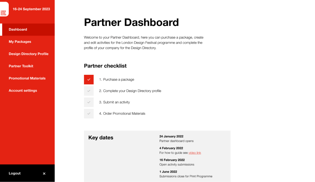Partner dashboard