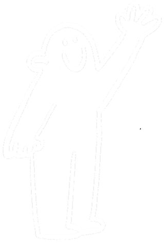 A cartoon image of a friendly waving person