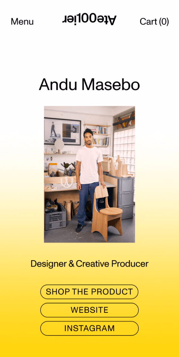 Atelier100 mobile website design