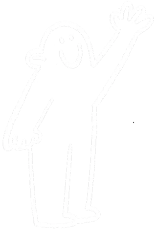 A cartoon image of a friendly waving person