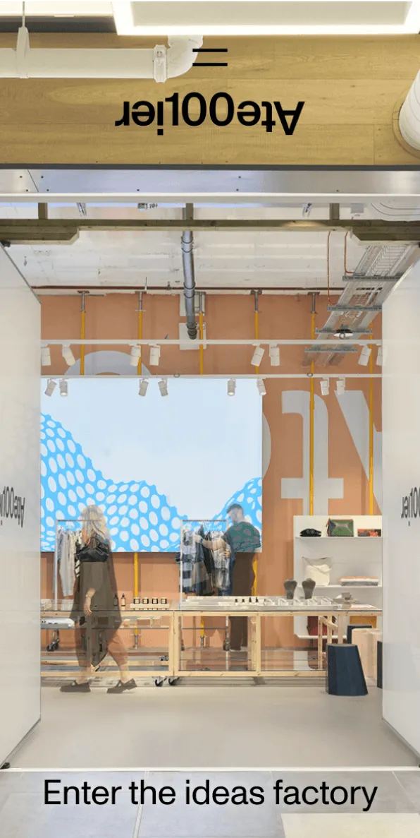 Atelier100 mobile website design showing the store in Livat Hammersmith