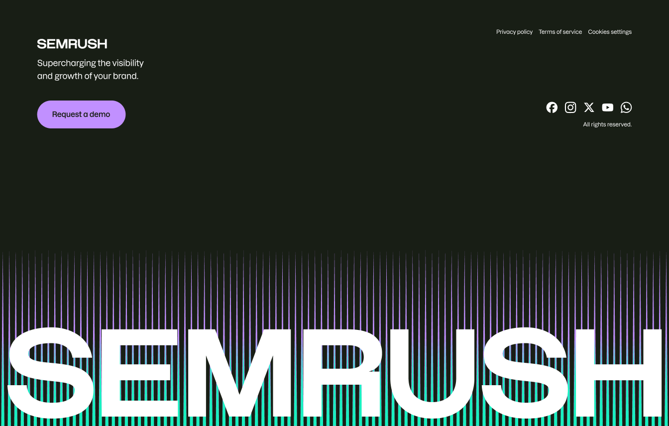 Semrush website header with brand messaging and navigation.