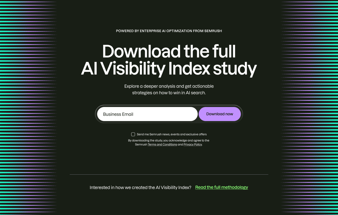 AI Visibility Index download page inviting visitors to access the full study.